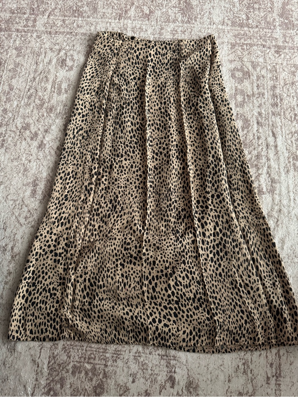 Brandy Melville Beige and Black Leopard Midi Skirt